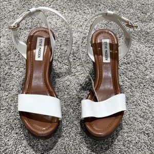 Steve Madden White Ankle-Strap Platform Sandals